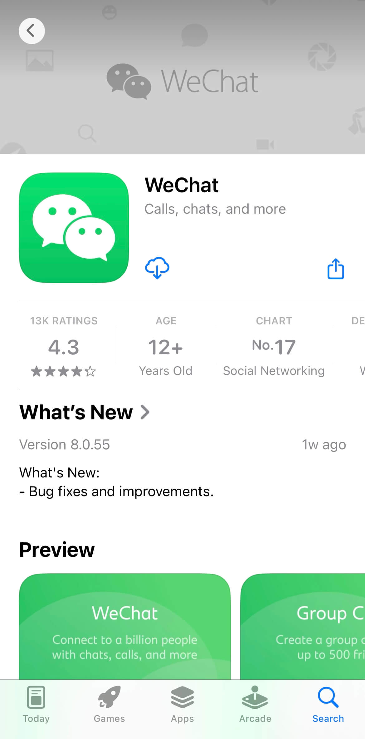 WeChat in app store