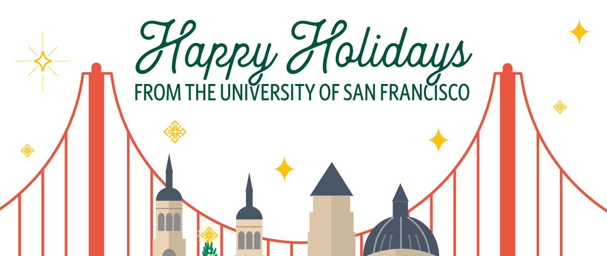 旧金山大学祝大家圣诞节快乐！