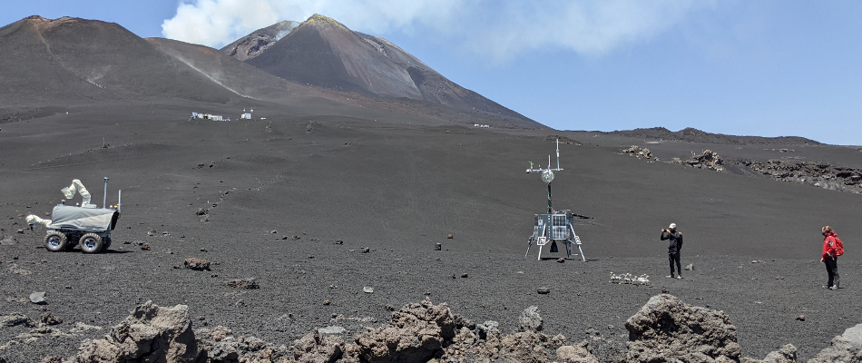 月球探测训练：埃特纳火山上的机器人